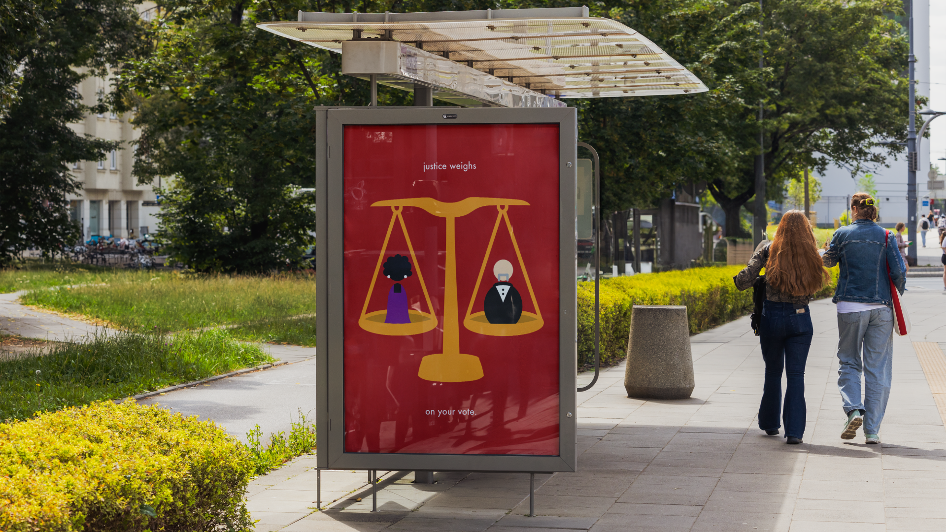 Bus Stop Red Voting Poster Mockup